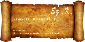 Szenczy Kristóf névjegykártya